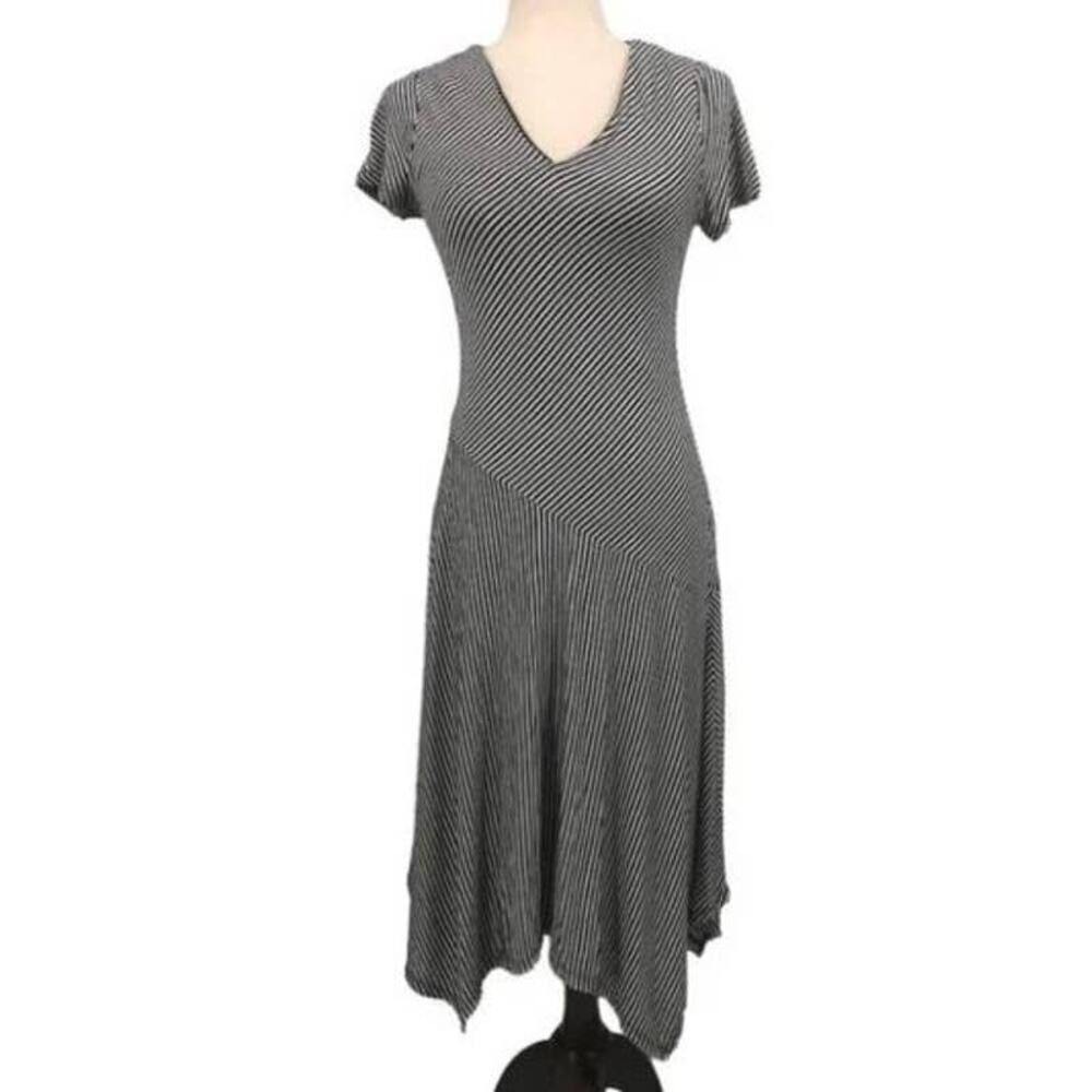 Philosophy Black and White Striped Asymmetrical Dress- Size XS